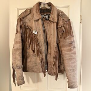 Vintage Western Leather Jacket w/ fringe!